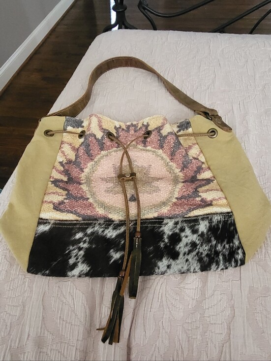 Myra Bag Handbags - Myra Bag Diversified Bucket Bag Cowhide Canvas Tapestry Boho Tote S-2871